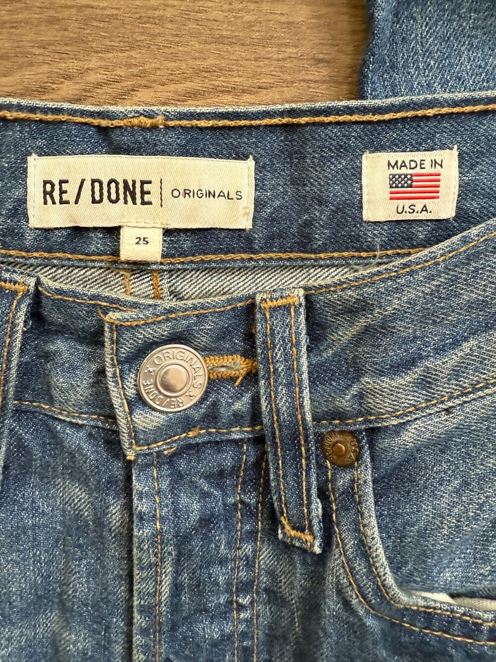Re/Done Originals High Rise Stovepipe Jeans Style 180-3WHR1 Cut 1144 Size 25